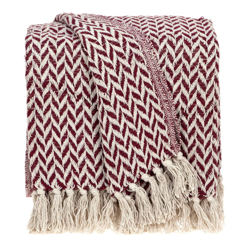 Burgundy Transitional Woven Handloom Throws 52" x 67"
