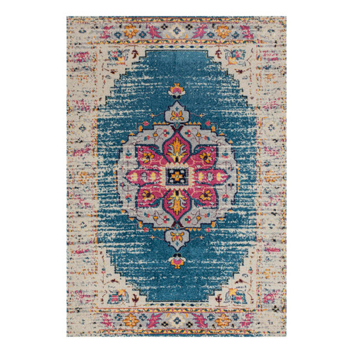 Amer Rugs Boho Medallion Turquoise And Pink 7'6"x9'6" Area Rug MAN157696
