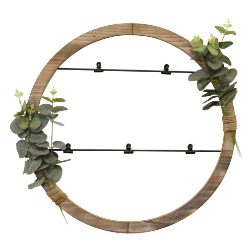 18" Brown and Black Eucalyptus Photo Holder Wall Design