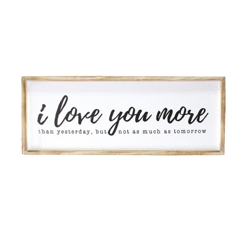 32" White "I love you more" Rectangular Oversized Wall Art