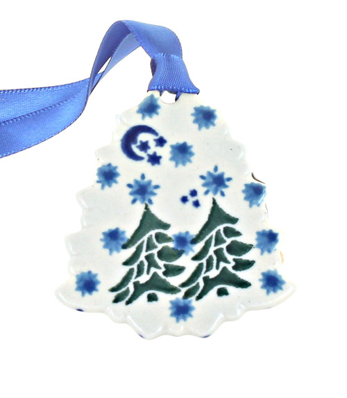 Blue Rose Polish Pottery Evergreen Magic Tree Ornament