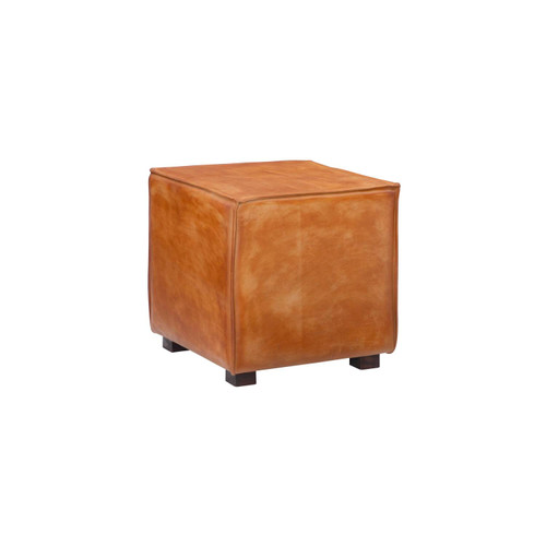 Powell Modern Bohemian Decter Leather Ottoman With Tan Finish D1464S21TAN