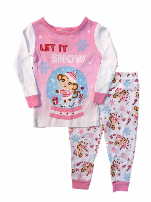 Holiday Time Infant & Toddler Girls Pink Let It Snow Sleep Set Pajamas PJs