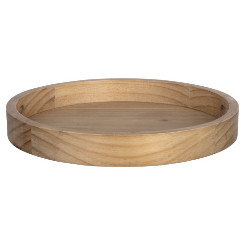 16" Brown Boho Natural Wood Round Decorative Tray