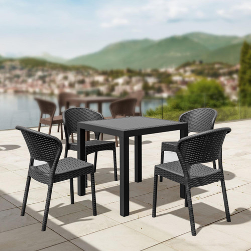 Siesta Daytona Wickerlook Dining Set 5 Piece with Side Chairs ISP8181S-DG
