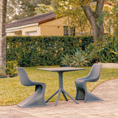 Siesta Bloom Patio Dining Set with 2 Chairs Dark Gray ISP0484S-DGR