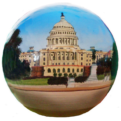 Washington DC Reverse Painted Glass Christmas Tree Ornament Monument and Capitol