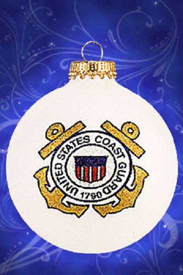 US Coast Guard Christmas Glass Ornament Made in USA USCG Decoration Patriotic