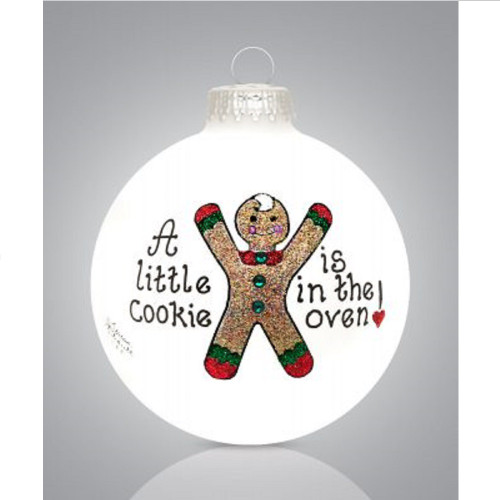 A Little Cookie is in the Oven Glass Christmas Ornament New Baby Made in the USA