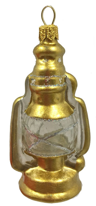 Vintage Oil Lamp Lantern Polish Glass Christmas Tree Ornament Holiday Decoration
