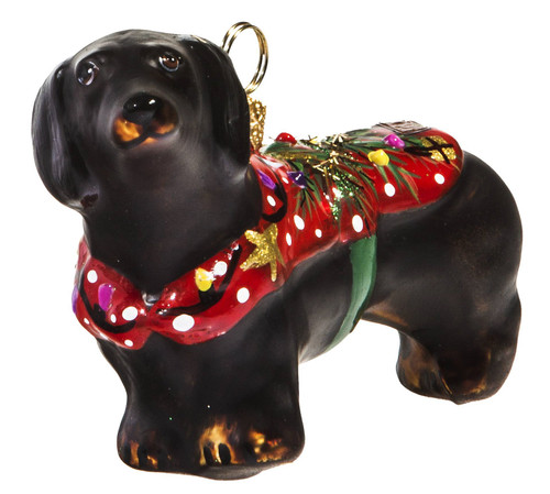 Black Dachshund in Ugly Christmas Sweater Polish Tree Ornament Dog Pet New