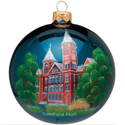 Auburn University Campus Samford Hall Round Ball Polish Glass Christmas Ornament