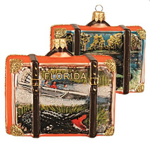 Florida Travel Suitcase Polish Glass Christmas Ornament ONE Decoration New