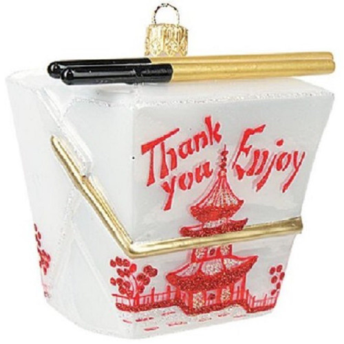 Chinese Take Out Box Polish Glass Christmas Ornament Fast Food Decoration New