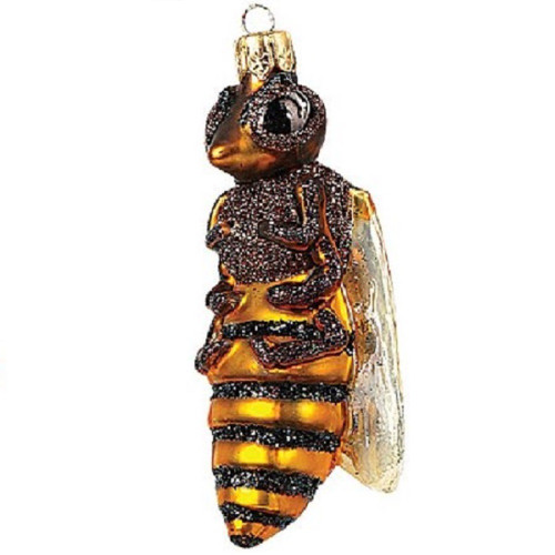 Honey Bee Polish Glass Christmas Ornament Made in Poland Tree Decoration