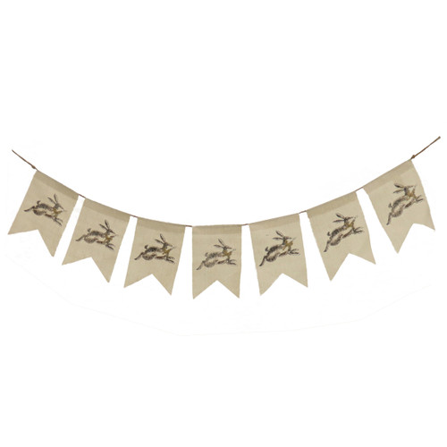 70" Beige and Brown Running Bunny Hanging Easter Banner