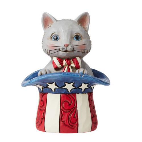 Jim Shore Mini Patriotic Kitten in Hat Figurine 6006443 New