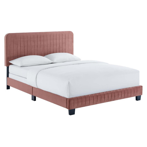 Modway Celine Channel Tufted Velvet King Bed In Dusty Rose Finish MOD-6329-DUS