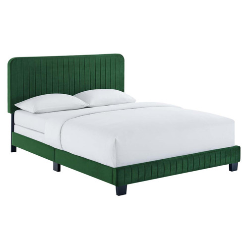 Modway Celine Channel Tufted Velvet Queen Bed With Emerald Finish MOD-6330-EME
