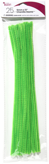 Chenille Stems 6mmx12" 25/Pkg-Emerald Green