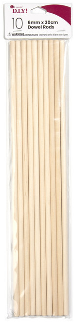 Dowel Rod .25"X12" 10/Pkg-Natural 1/4" 10/Pkg