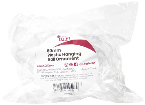Plastic Hanging Ornament Ball 80mm-Clear