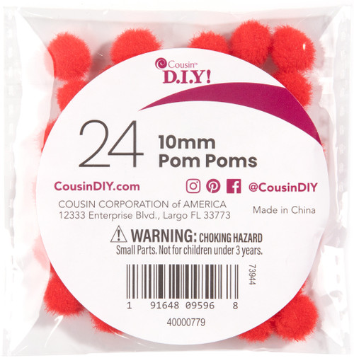 Pom-Poms 10mm 24/Pkg-Red