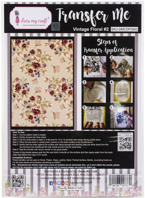 Dress My Craft Transfer Me Sheet A4-Vintage Floral #2
