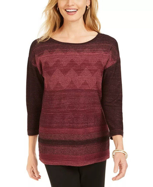 JM Collection Women's Stitched Drop Shoulder Sweater Black Size Large