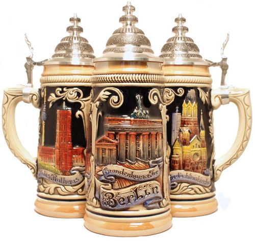 German Beer Stein with Berlin Germany Relief 1/2L One New Mug Made in Germany