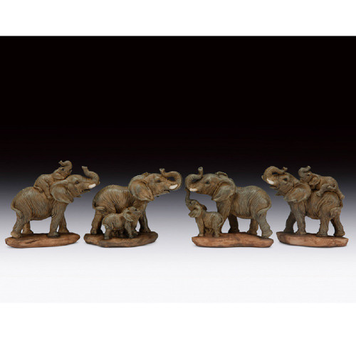 Elephant Mom With Cub Figurines 4 Piece Set  2 inch
