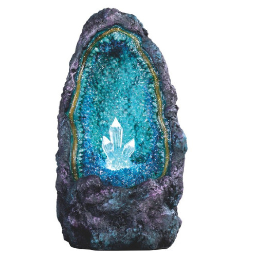LED Blue Crystal Stone Figurine 9.5 Inch New