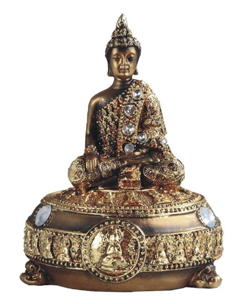 Golden Thai Buddha Jewelry Trinket Box Container Buddhism New