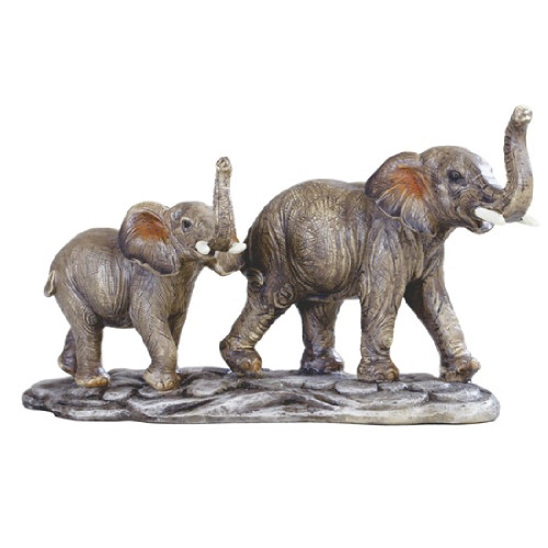 Elephant Couple Figurine New