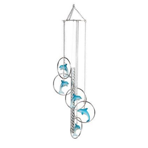 5-Ring Polyresin Dolphin Wind Chime 24 Inch Windchime New