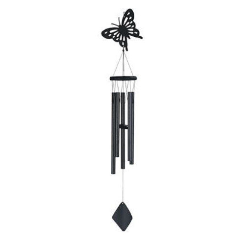 Black Butterfly Wood Metal Wind Chime 41 Inch Winchime New
