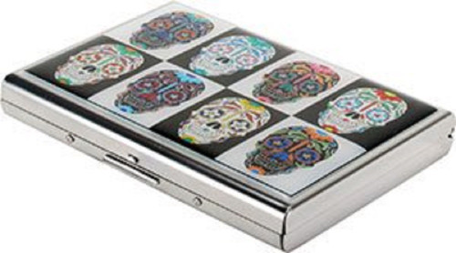 Day of the Dead Sugar Skulls RFID Blocking Credit Card Case Theft Protection New