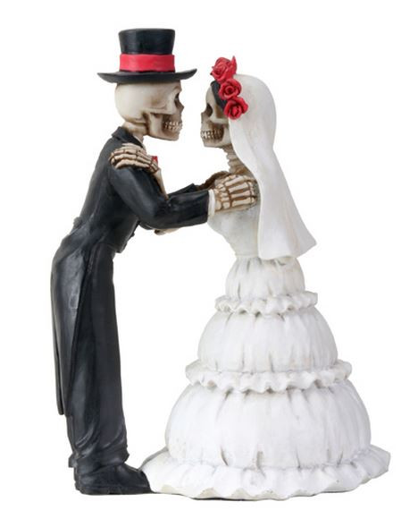 Skeleton Wedding Couple the Kiss Day of the Dead Dia de los Muertos Figurine