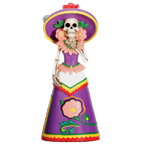 Day of the Dead Purple Senorita Mexican Skeleton Figurine Dia de Los Muertos