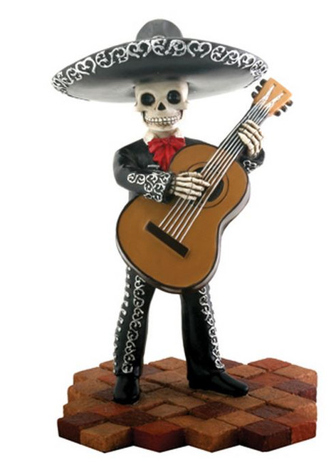 Skeleton Black Mariachi Band Bassist Player Day of the Dead Figurine