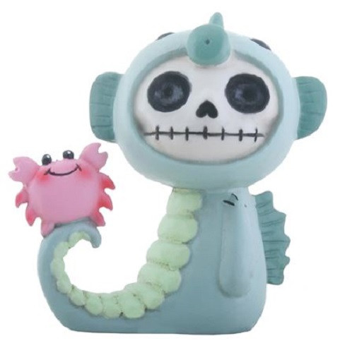 Furrybones Anchor Skeleton in Green Seahorse Costume with Pink Crab Figurine New