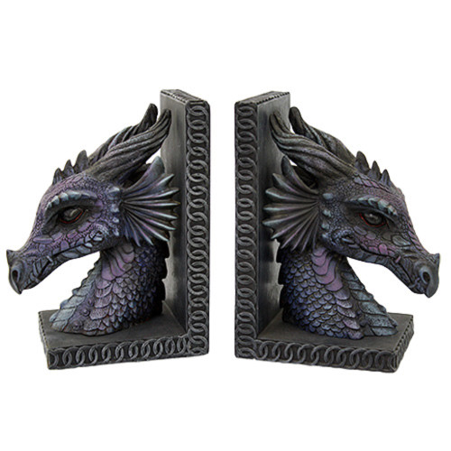 Purple Dragon Head Bookends New Book Ends