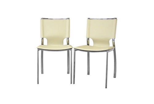 Baxton Studio Montclare Ivory Leather Modern Set of 2 Dining Chair