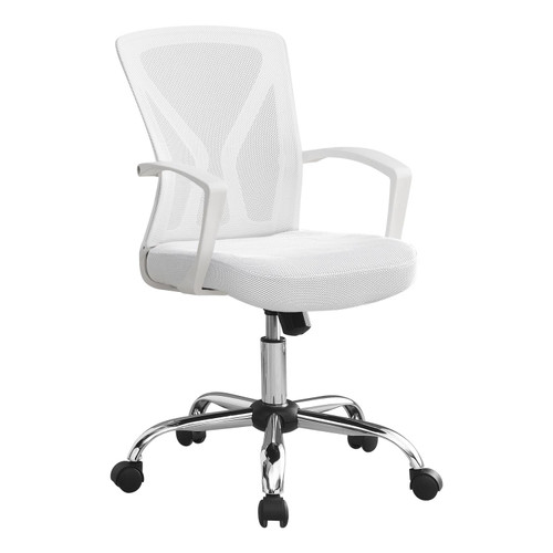 Monarch Contemporary Modern Office Chair With White And Chrome Finish I 7462