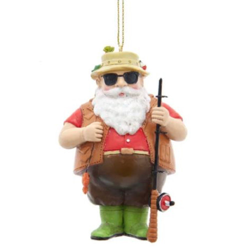 Chubby Fishing Santa Christmas Tree Ornament E0490