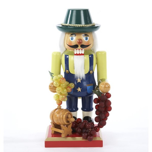 Winemaker with Wine Barrel and Grapes Wooden Christmas Nutcracker