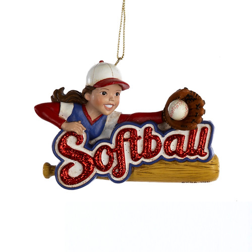 Girl Softball Sports Player Christmas Tree Ornament Decoration C8236 Soft Ball