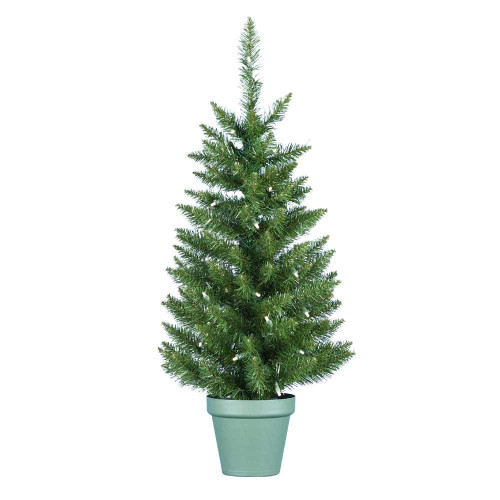 Pre-Lit 36 Inch Potted Artificial Christmas Pine Tree with 104 Branch Tips