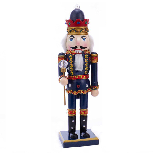 Blue King with Scepter Wood Christmas Nutcracker 15 Inch Decoration New