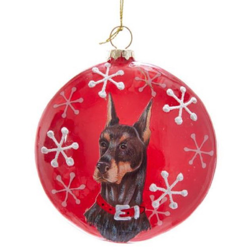 Doberman Pinscher Dog Christmas Disc Ornament 4 inch D3698DB New